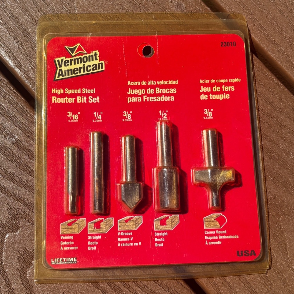 Vermont American 23010 High Speed Steel Router‎ Bit Set 5 Piece Vintage USA Made
